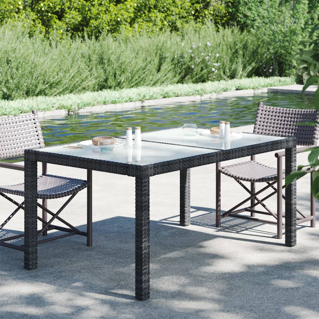 Outdoor Patio Rectangular Garden Dining Table With Glass Top Outside Tables