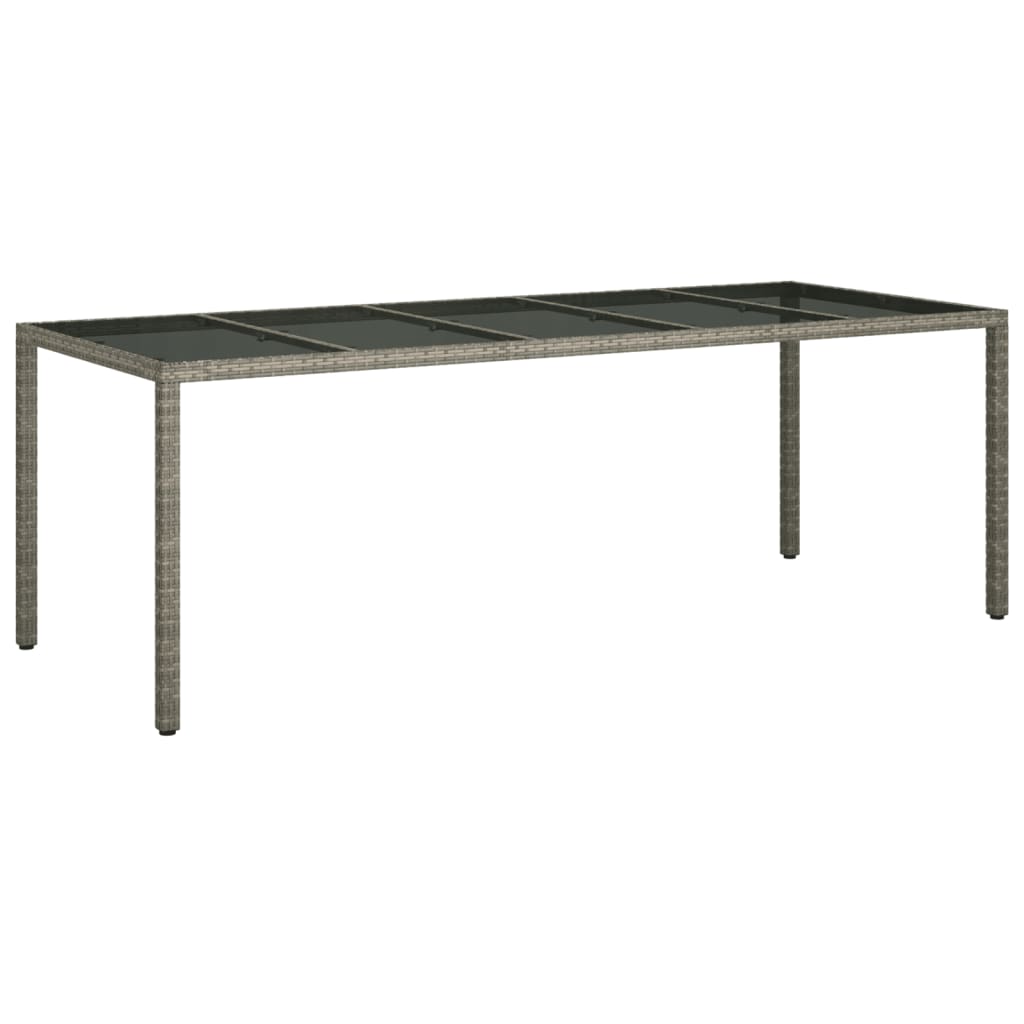 Outdoor Patio Poly Rattan Large 6 Person Garden Dining Table With Glass Top