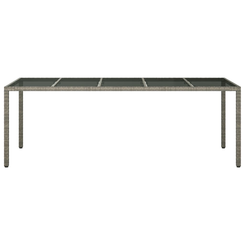 Outdoor Patio Poly Rattan Large 6 Person Garden Dining Table With Glass Top