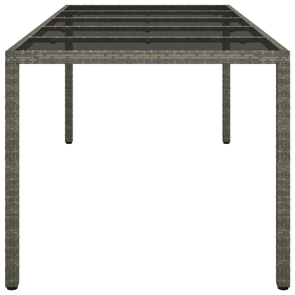 Outdoor Patio Poly Rattan Large 6 Person Garden Dining Table With Glass Top