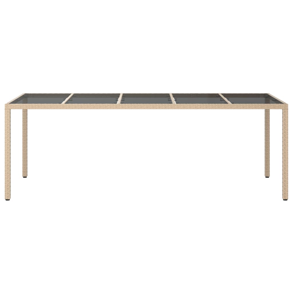 Outdoor Patio Poly Rattan Large 6 Person Garden Dining Table With Glass Top