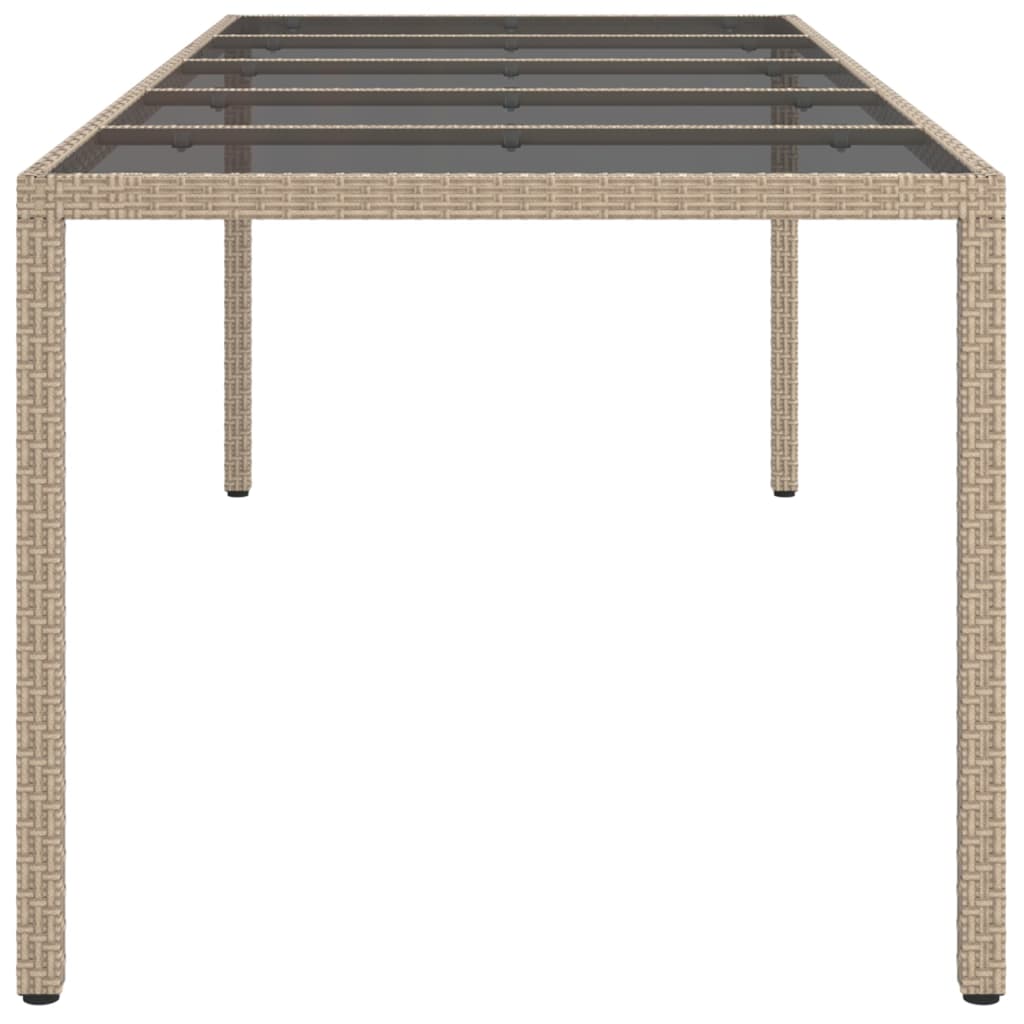 Outdoor Patio Poly Rattan Large 6 Person Garden Dining Table With Glass Top