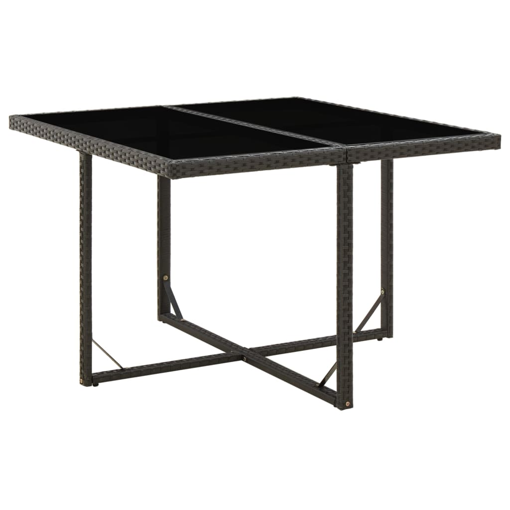 Outdoor Patio Square Poly Rattan Garden Dining Table With Glass Top Outside