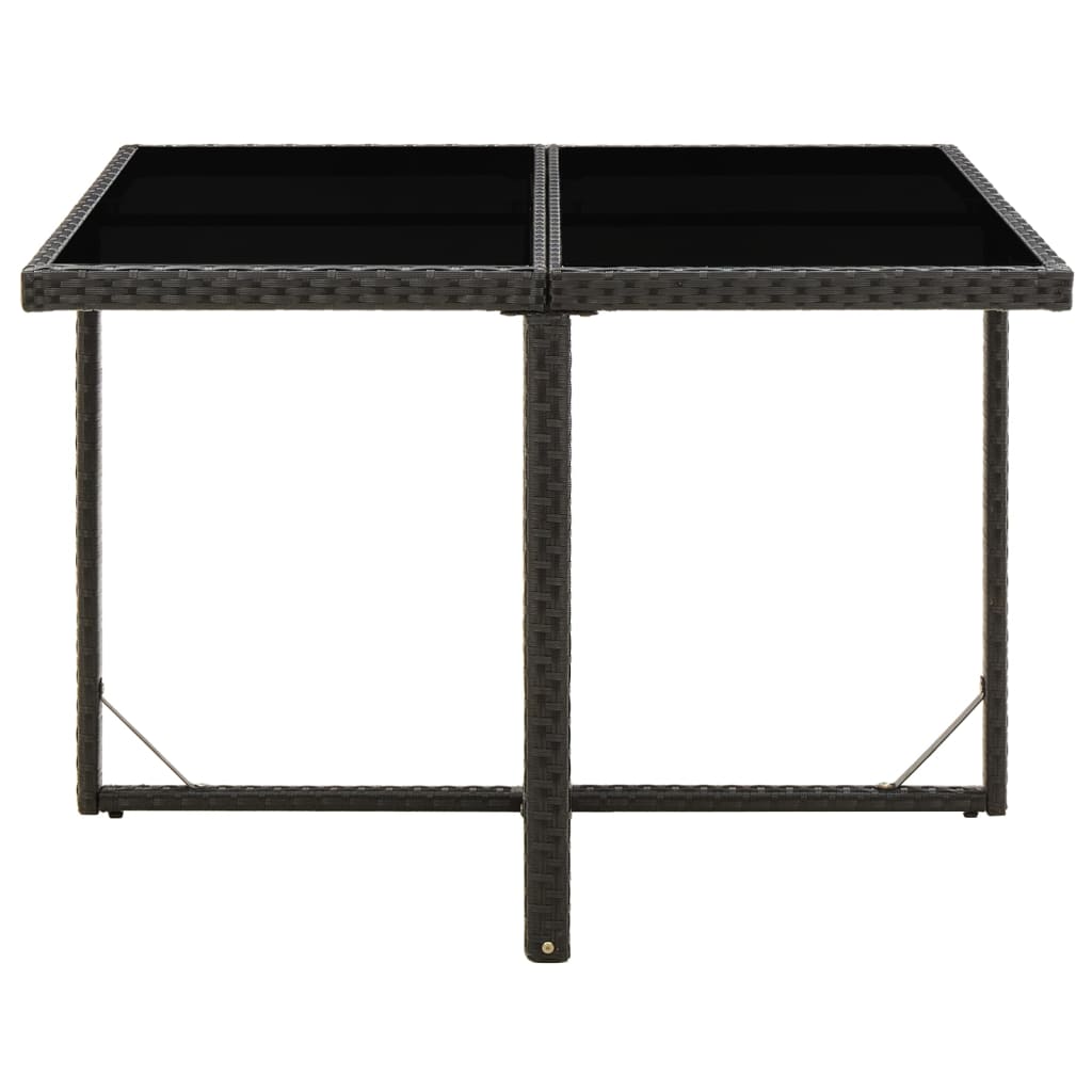 Outdoor Patio Square Poly Rattan Garden Dining Table With Glass Top Outside