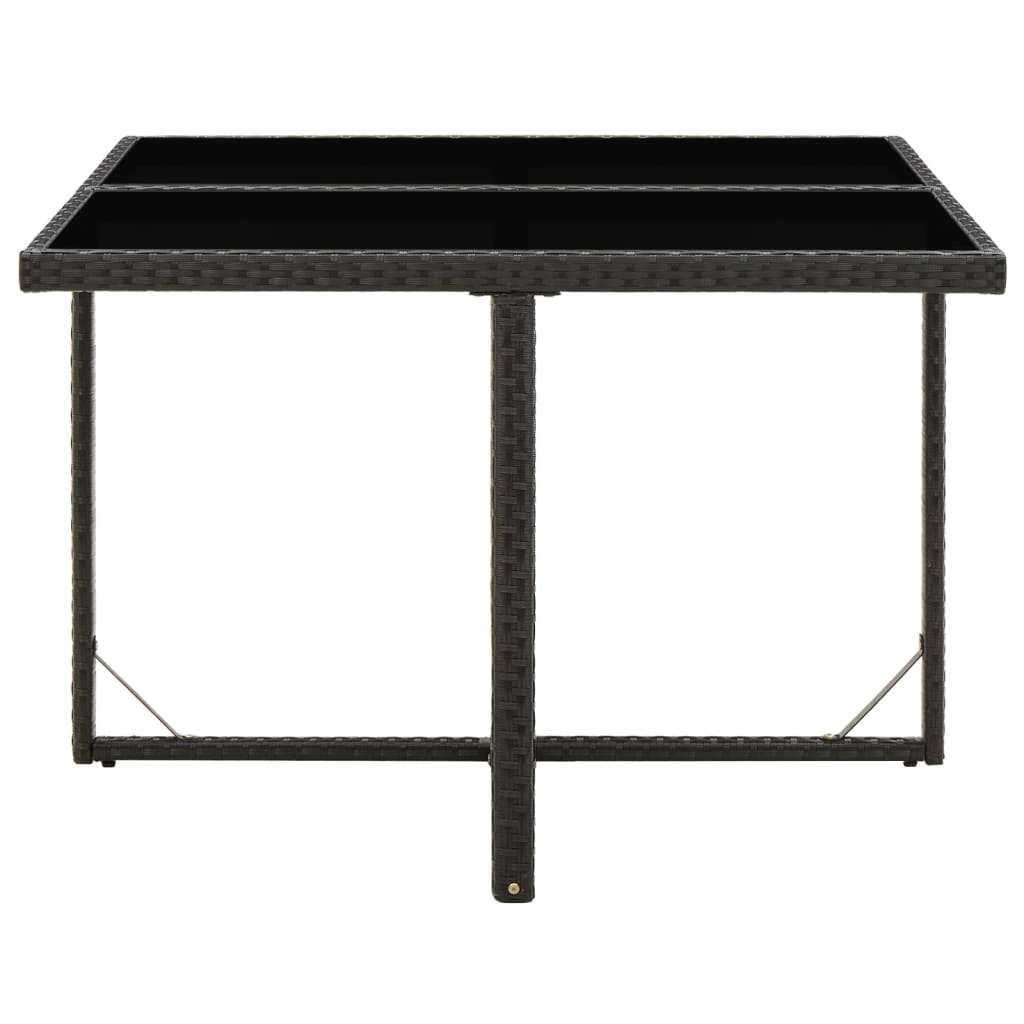 Outdoor Patio Square Poly Rattan Garden Dining Table With Glass Top Outside