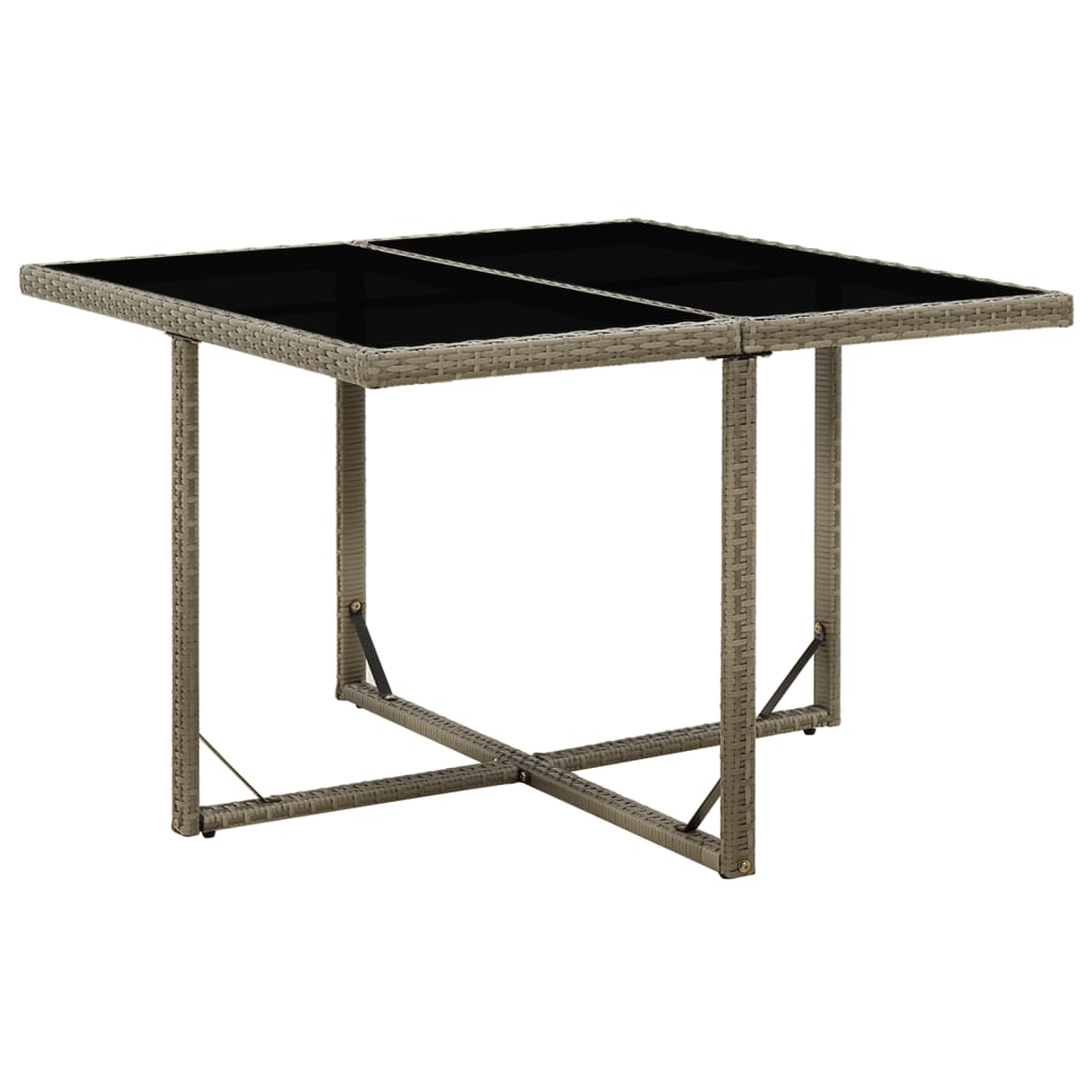 Outdoor Patio Square Poly Rattan Garden Dining Table With Glass Top Outside