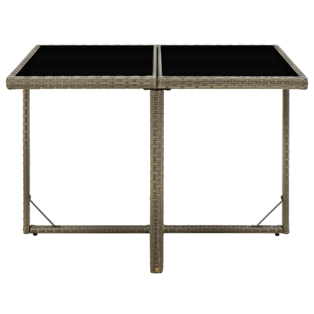 Outdoor Patio Square Poly Rattan Garden Dining Table With Glass Top Outside
