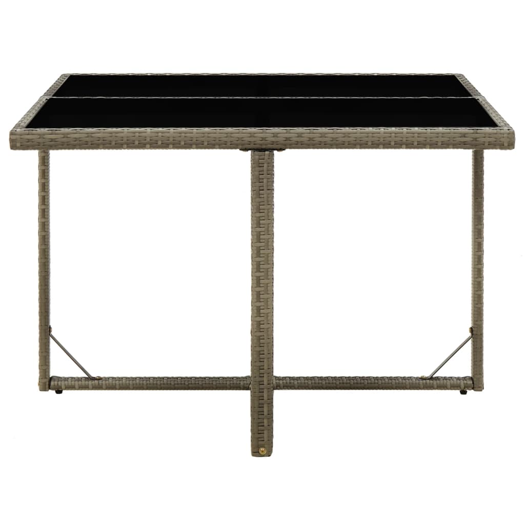 Outdoor Patio Square Poly Rattan Garden Dining Table With Glass Top Outside
