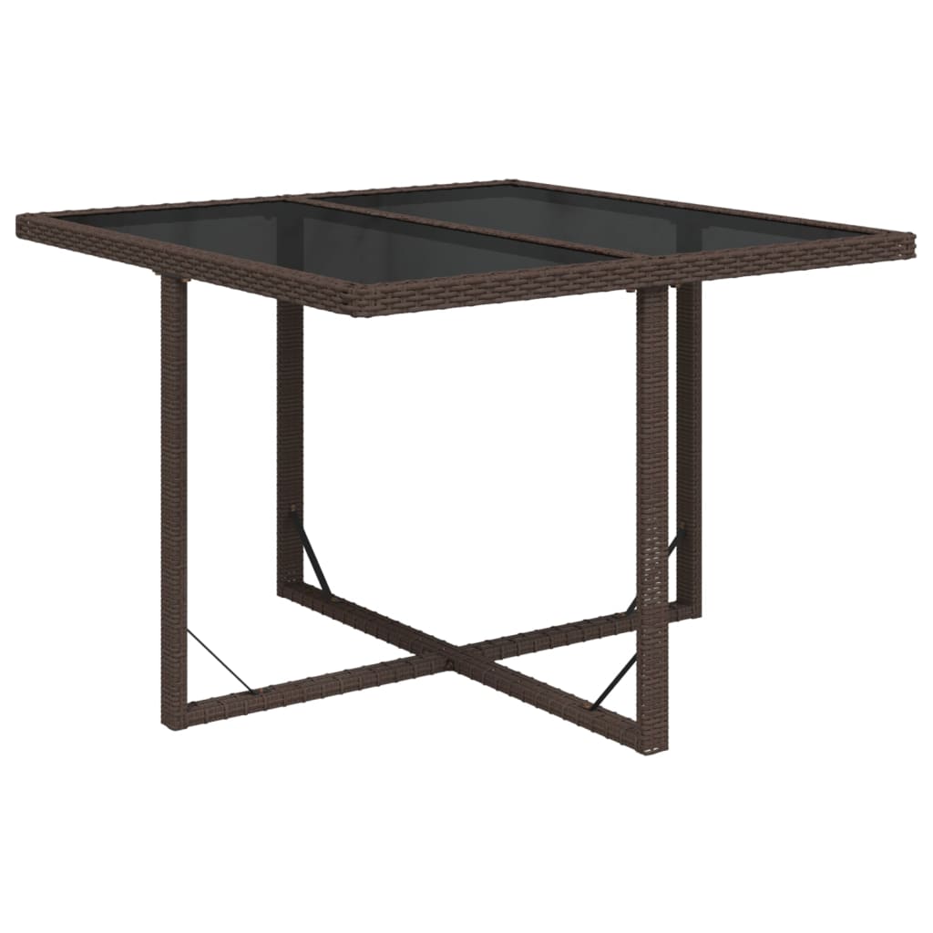 Outdoor Patio Square Poly Rattan Garden Dining Table With Glass Top Outside