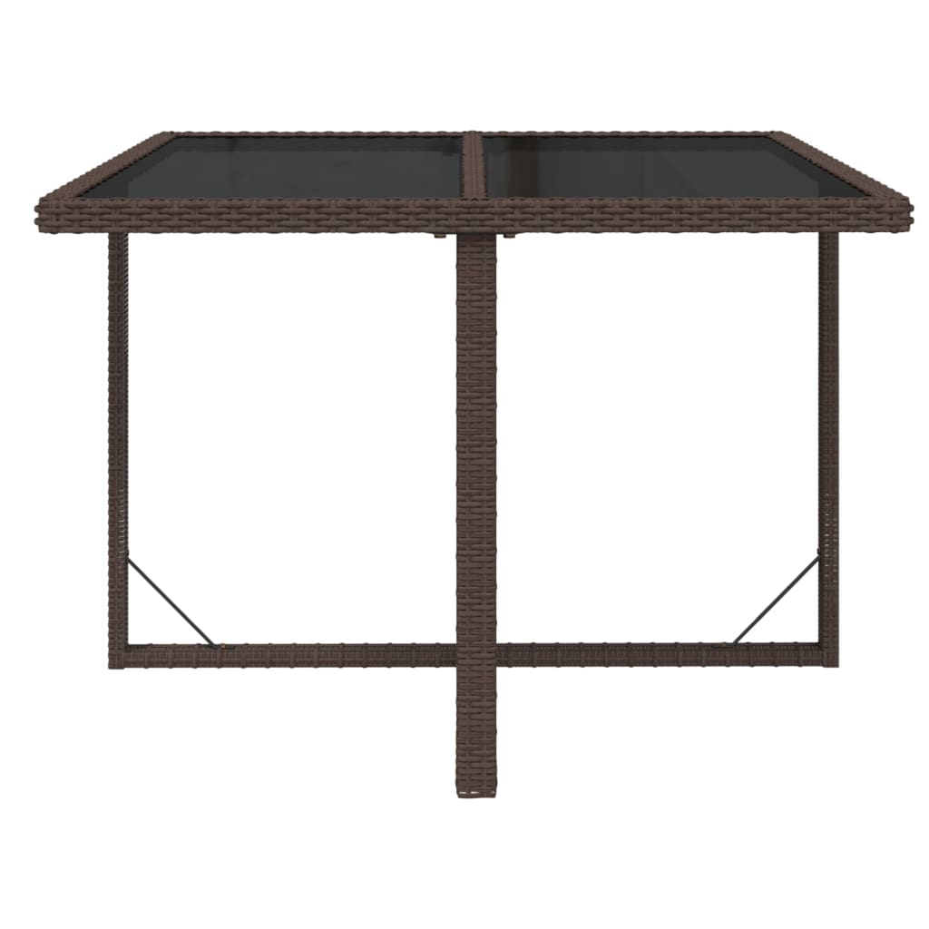 Outdoor Patio Square Poly Rattan Garden Dining Table With Glass Top Outside