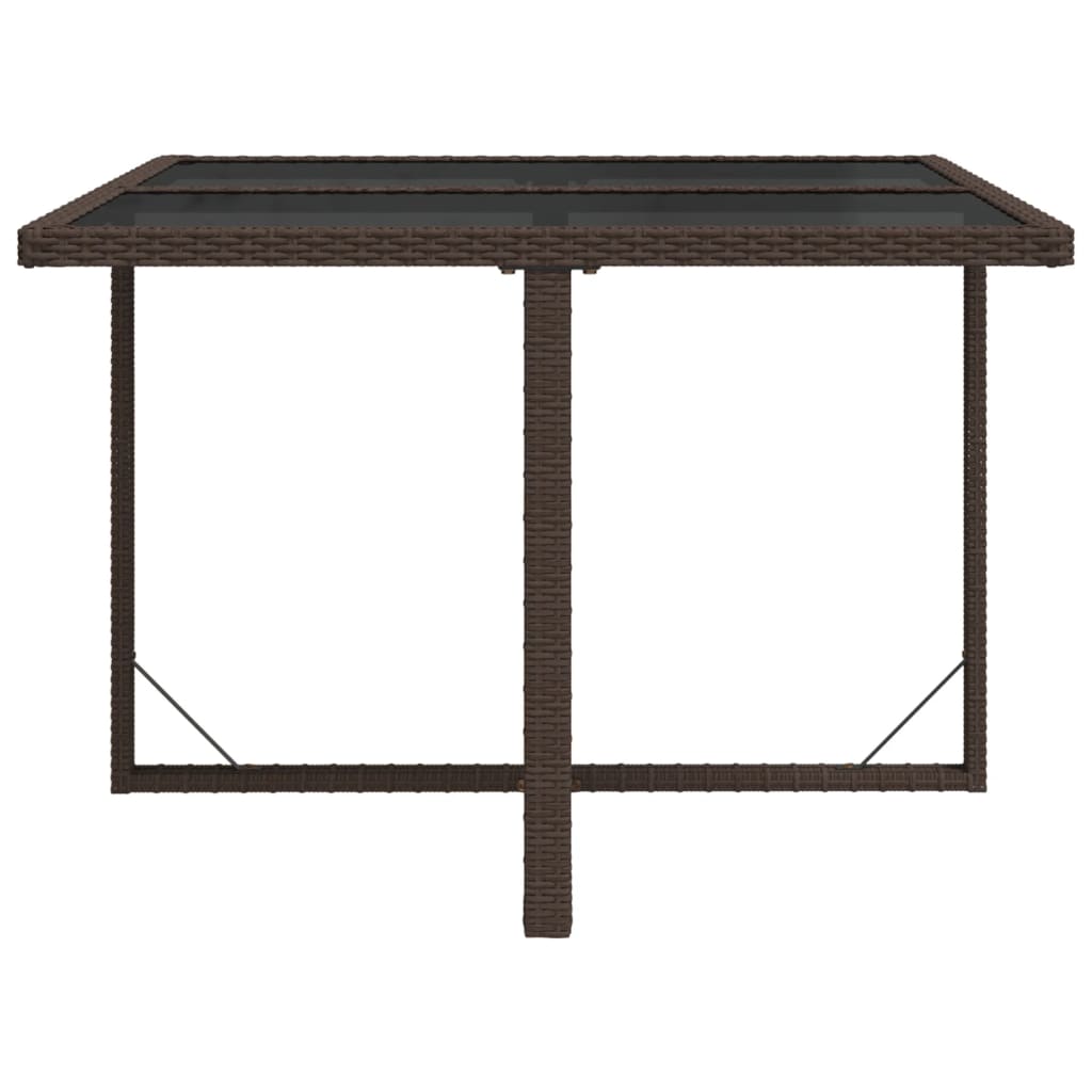 Outdoor Patio Square Poly Rattan Garden Dining Table With Glass Top Outside