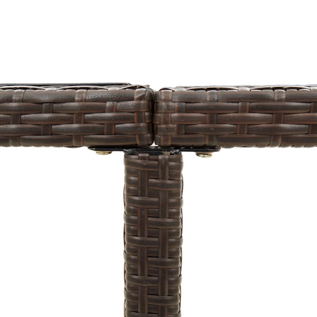 Outdoor Patio Square Poly Rattan Garden Dining Table With Glass Top Outside