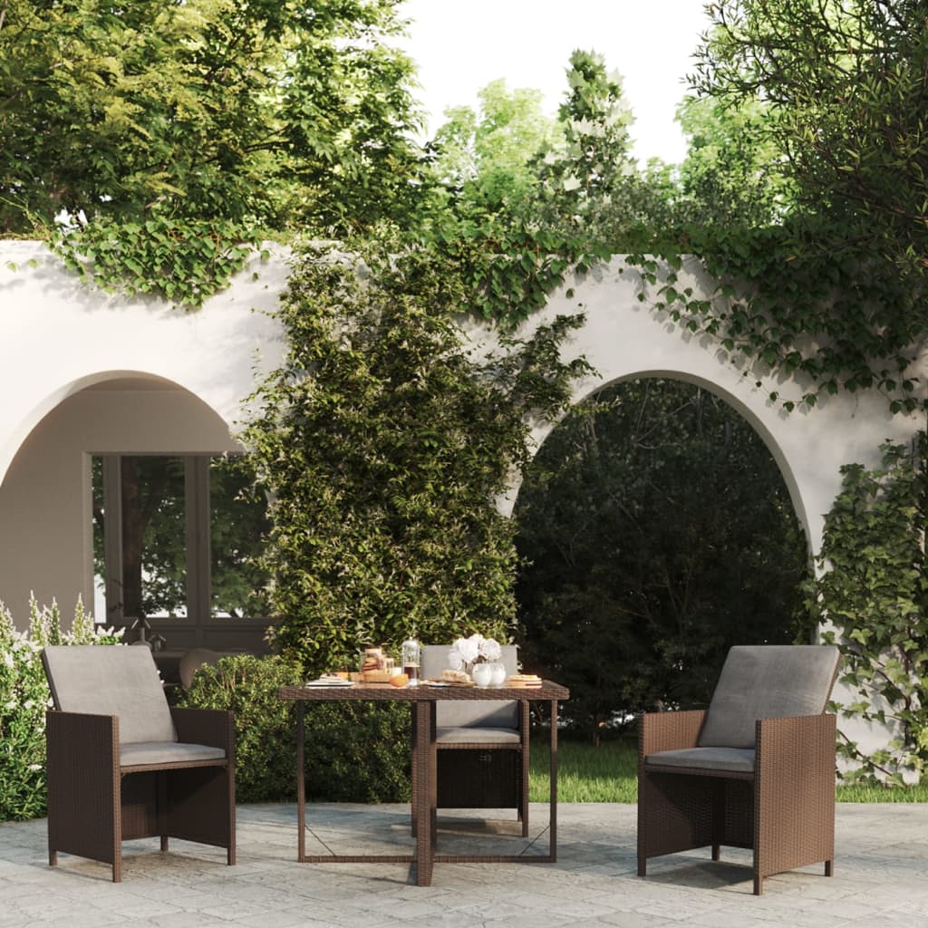 Outdoor Patio Square Poly Rattan Garden Dining Table With Glass Top Outside