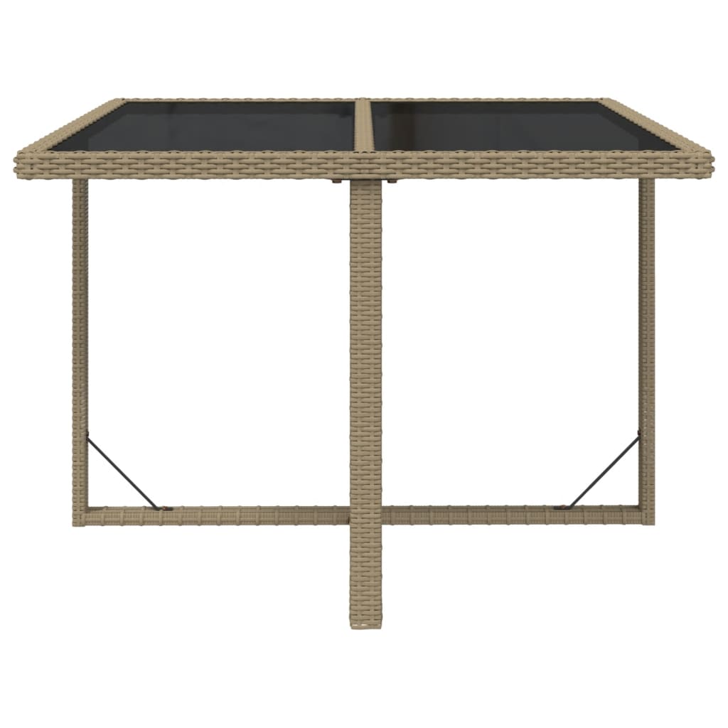 Outdoor Patio Square Poly Rattan Garden Dining Table With Glass Top Outside