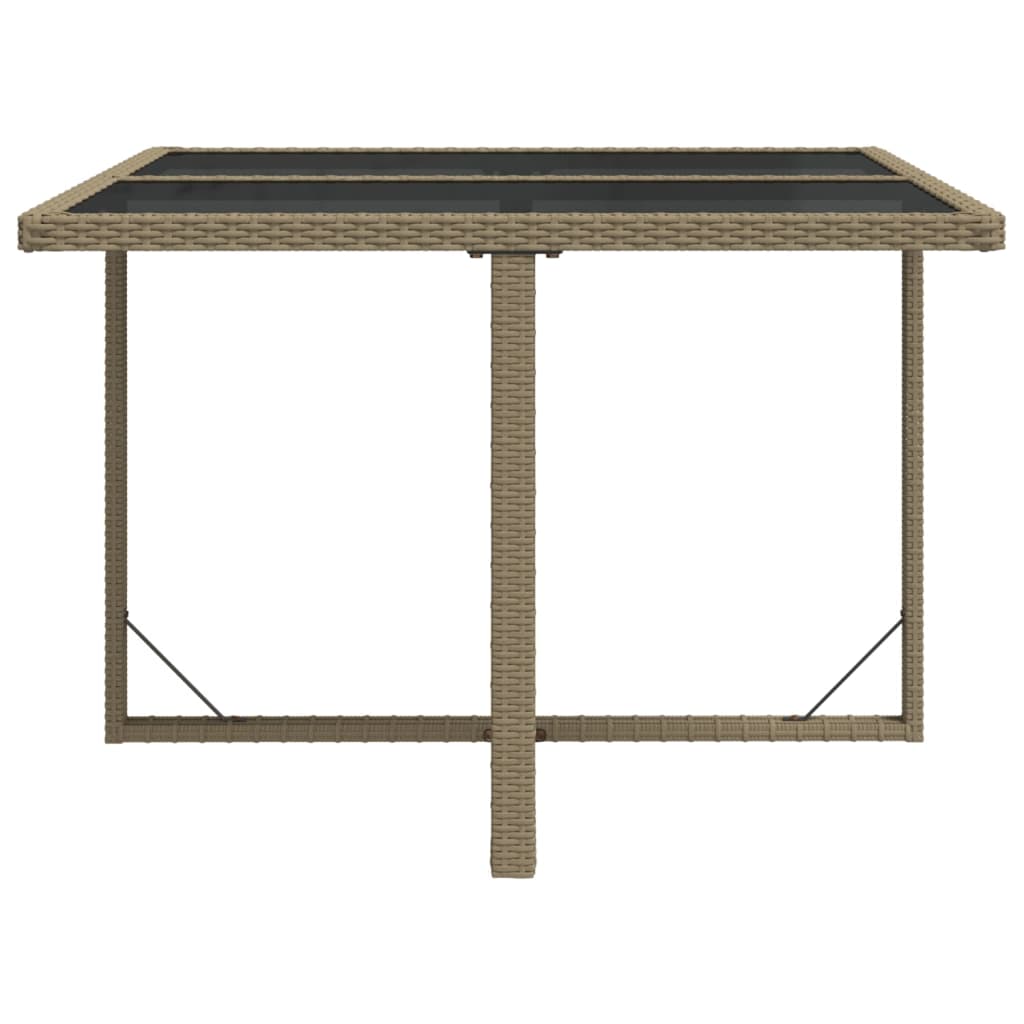Outdoor Patio Square Poly Rattan Garden Dining Table With Glass Top Outside