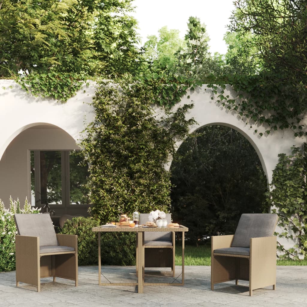 Outdoor Patio Square Poly Rattan Garden Dining Table With Glass Top Outside