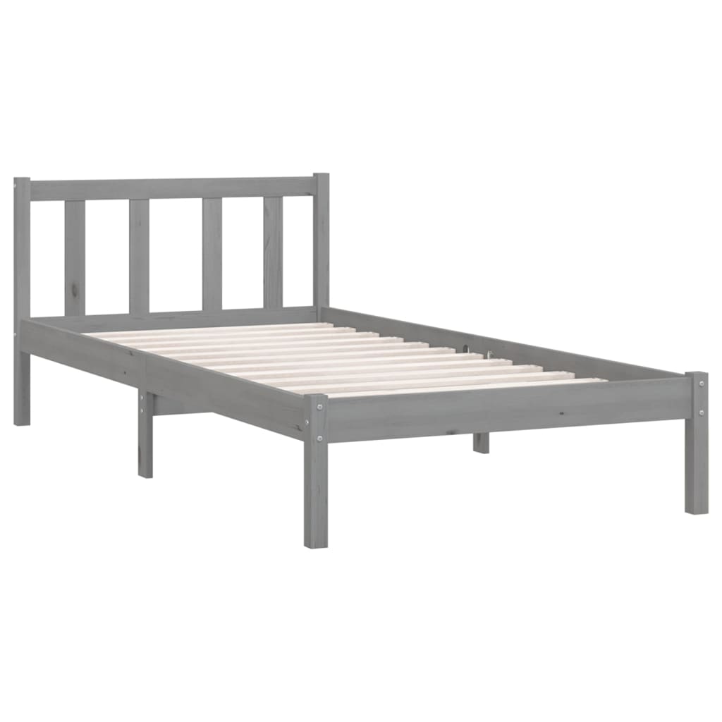 810069 vidaXL Bed Frame without Mattress Grey Solid Wood 90x200 cm