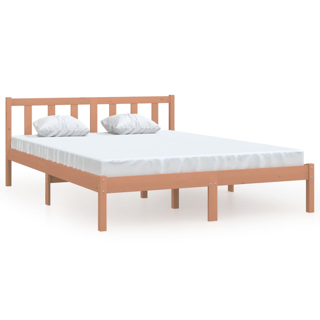 810085 vidaXL Bed Frame without Mattress Honey Brown Solid Wood 140x200 cm