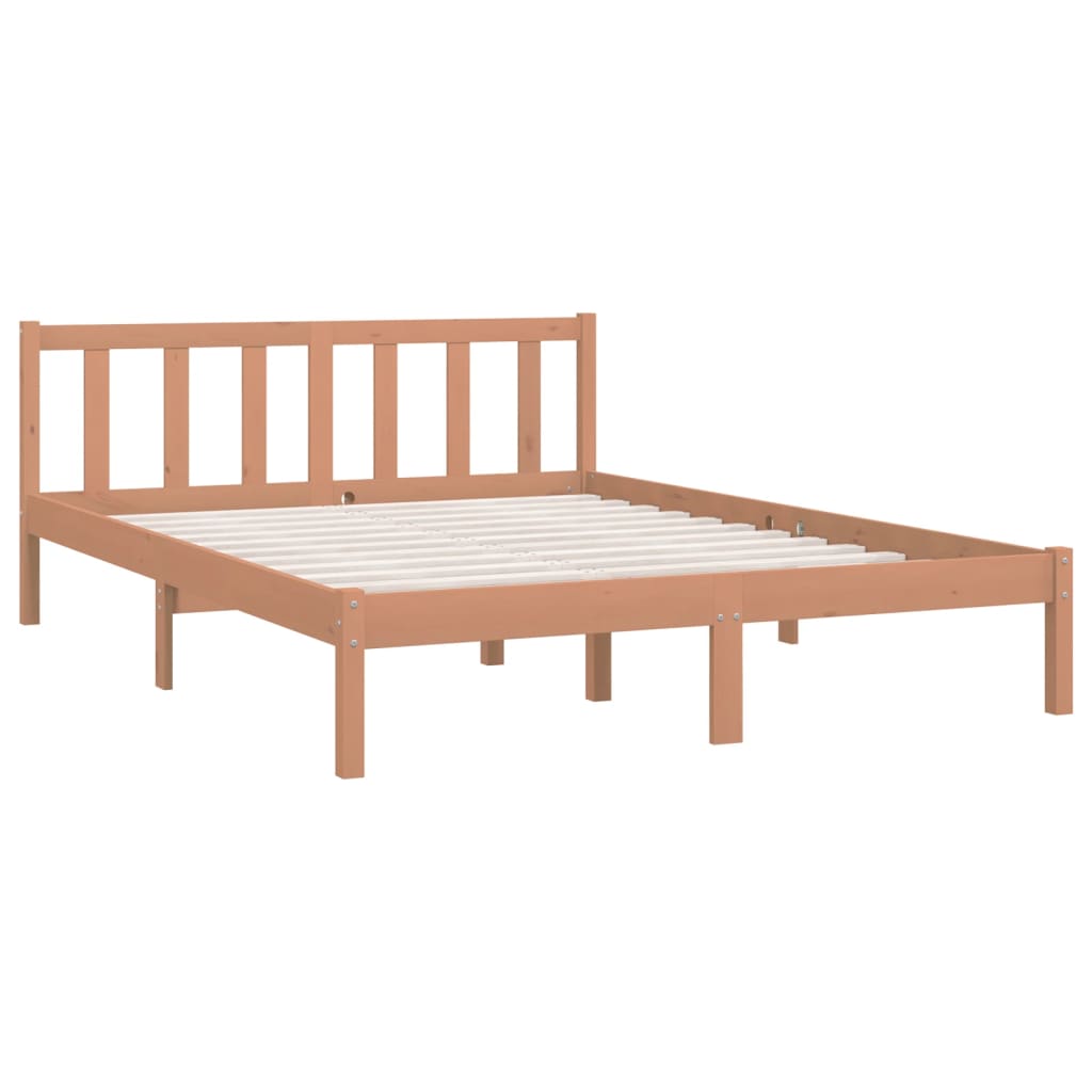 810085 vidaXL Bed Frame without Mattress Honey Brown Solid Wood 140x200 cm