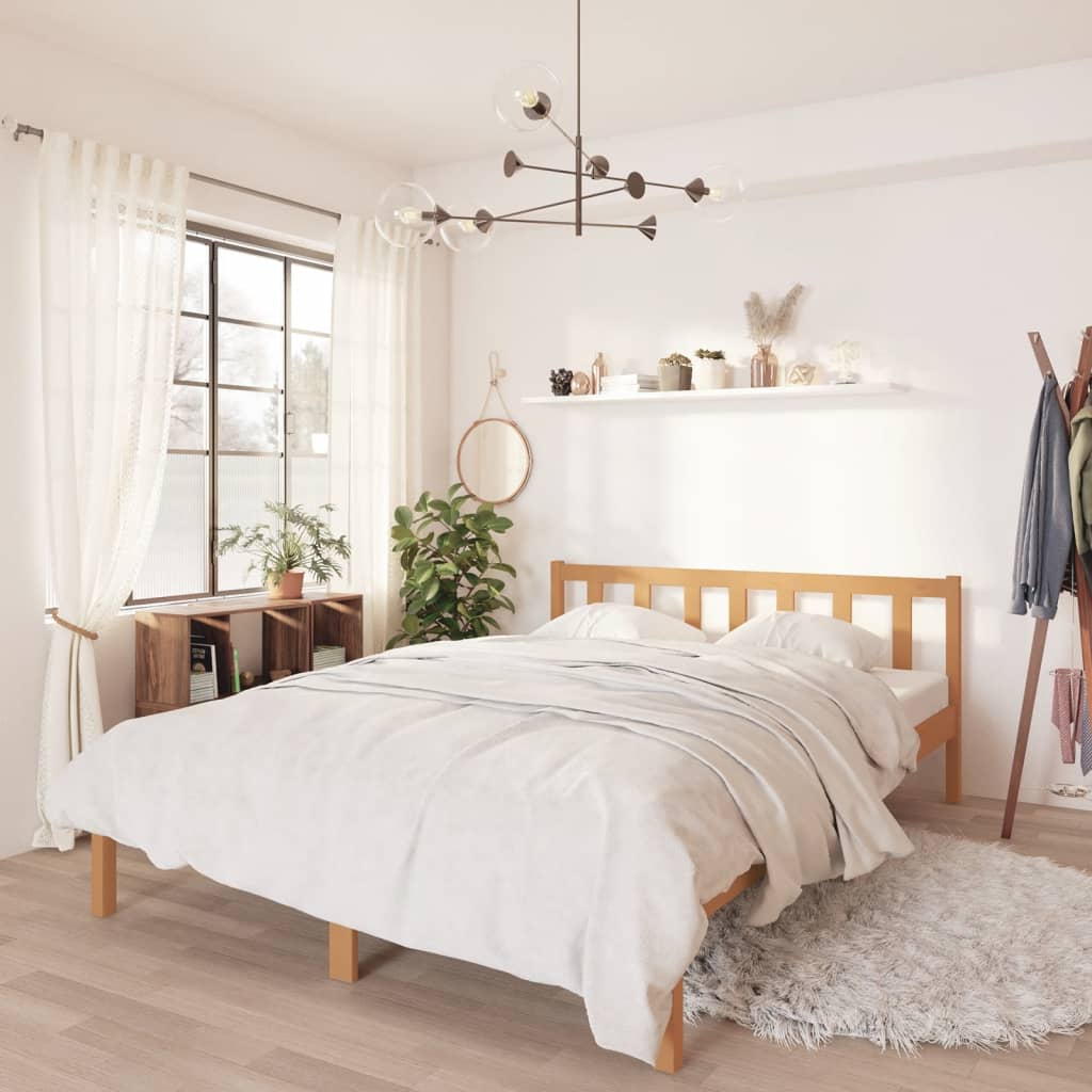 810085 vidaXL Bed Frame without Mattress Honey Brown Solid Wood 140x200 cm