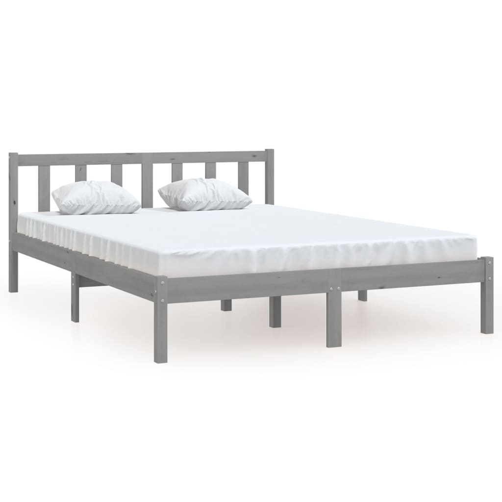 810094 vidaXL Bed Frame without Mattress Grey Solid Wood 160x200 cm