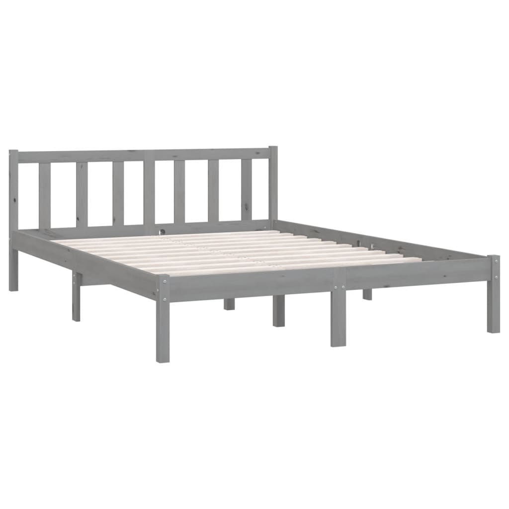 810094 vidaXL Bed Frame without Mattress Grey Solid Wood 160x200 cm