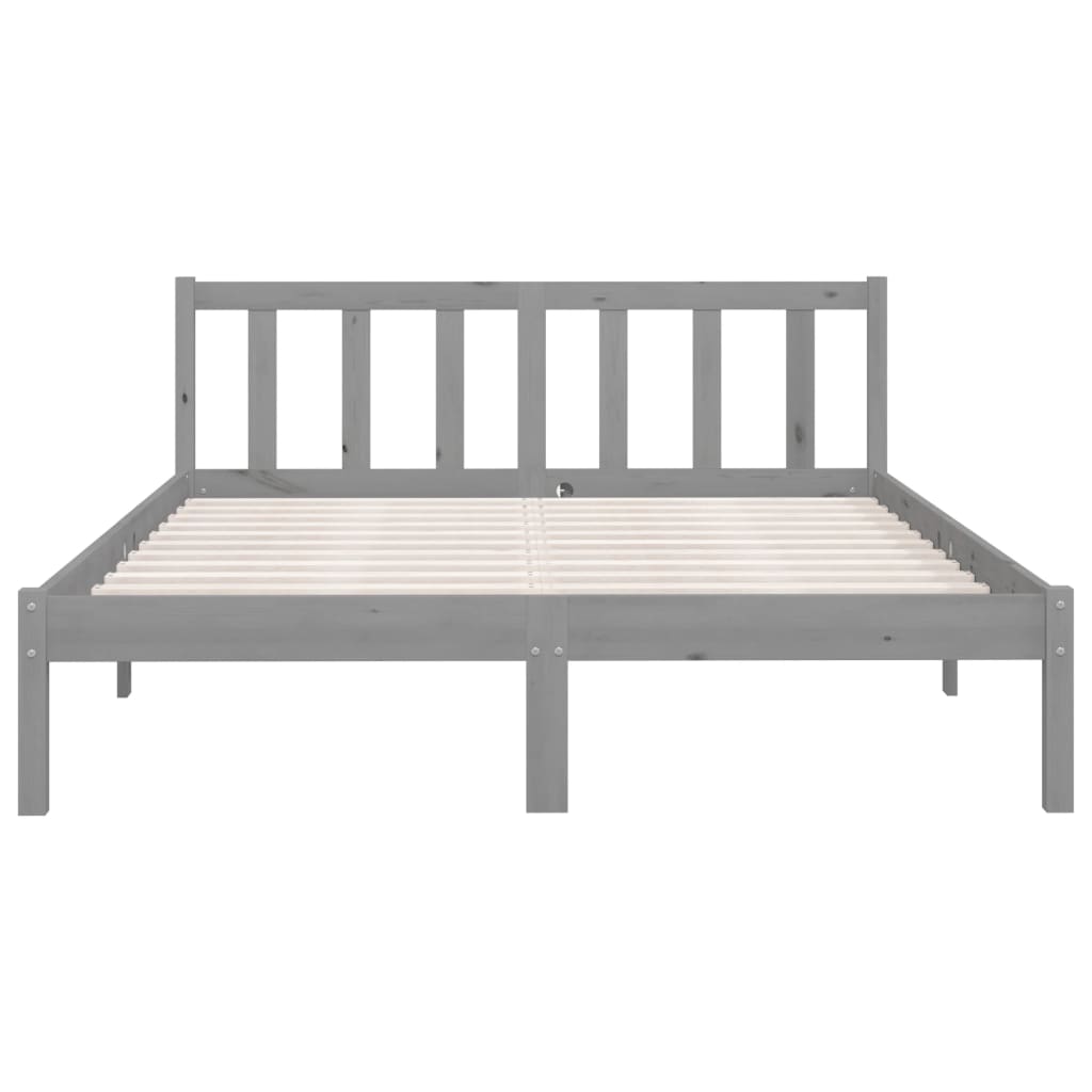 810094 vidaXL Bed Frame without Mattress Grey Solid Wood 160x200 cm