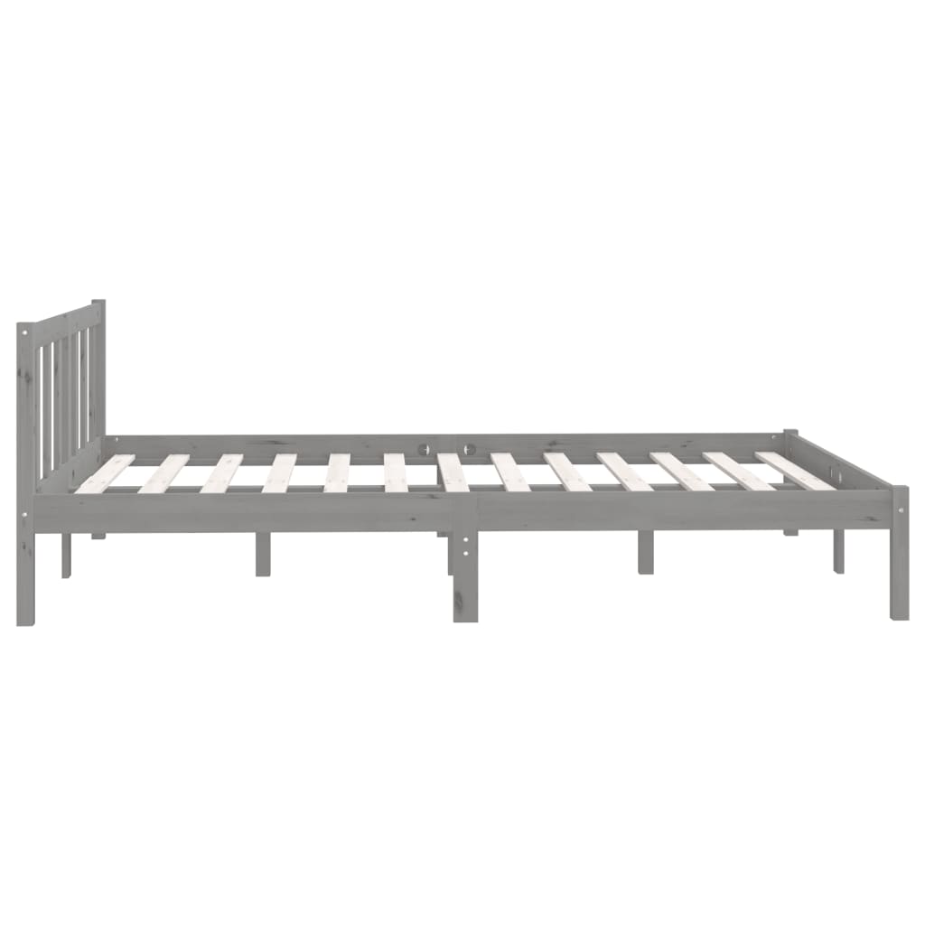 810094 vidaXL Bed Frame without Mattress Grey Solid Wood 160x200 cm
