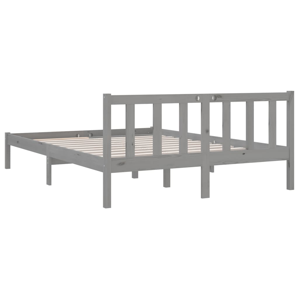 810094 vidaXL Bed Frame without Mattress Grey Solid Wood 160x200 cm