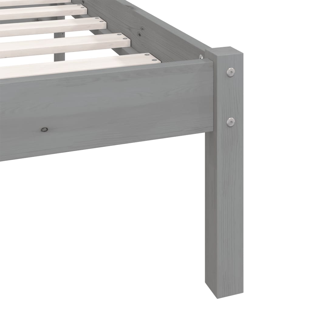 810094 vidaXL Bed Frame without Mattress Grey Solid Wood 160x200 cm
