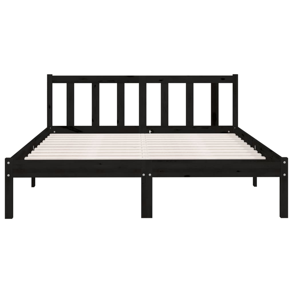810096 vidaXL Bed Frame without Mattress Black Solid Wood 160x200 cm
