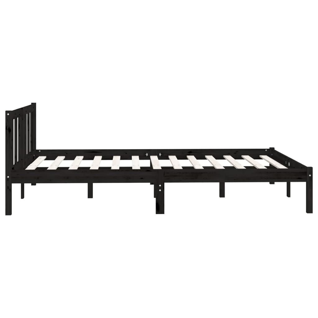 810096 vidaXL Bed Frame without Mattress Black Solid Wood 160x200 cm
