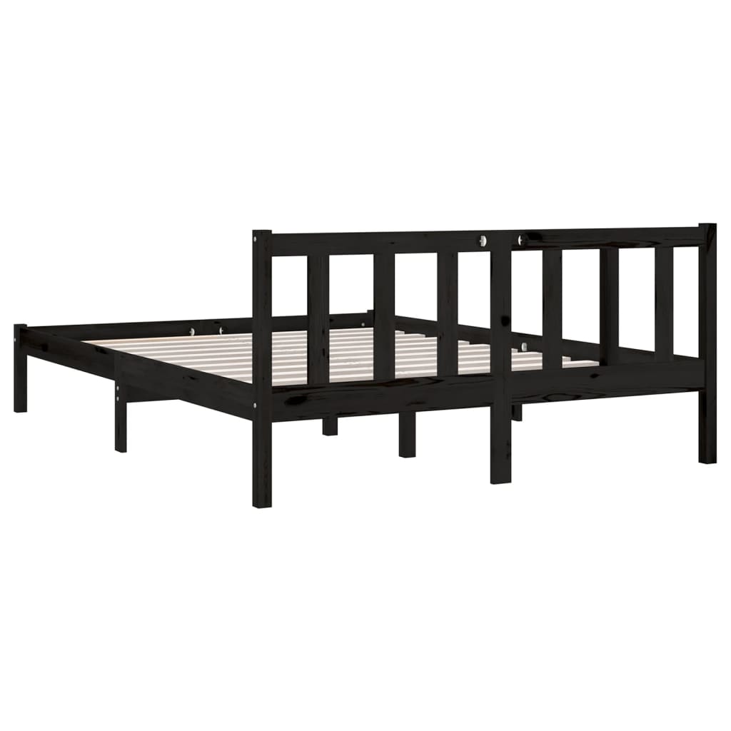 810096 vidaXL Bed Frame without Mattress Black Solid Wood 160x200 cm