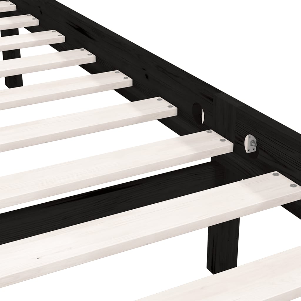 810096 vidaXL Bed Frame without Mattress Black Solid Wood 160x200 cm