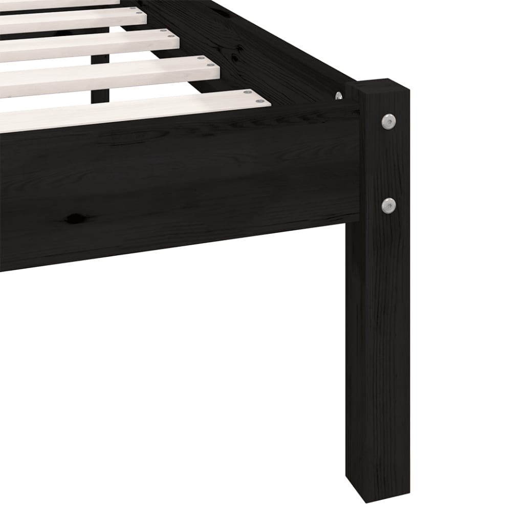 810096 vidaXL Bed Frame without Mattress Black Solid Wood 160x200 cm