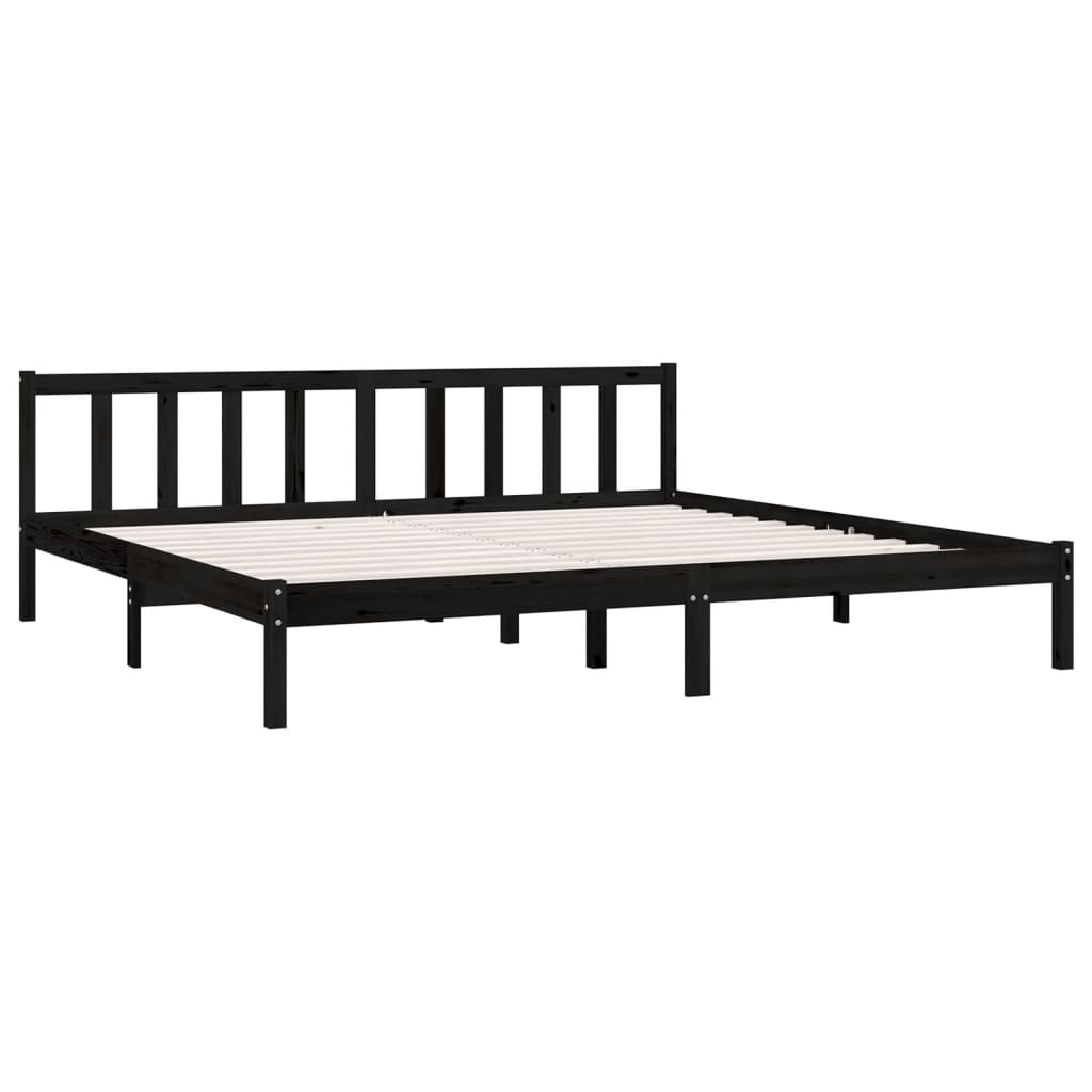 Bed Frame without Mattress Black Solid Wood Super King Size