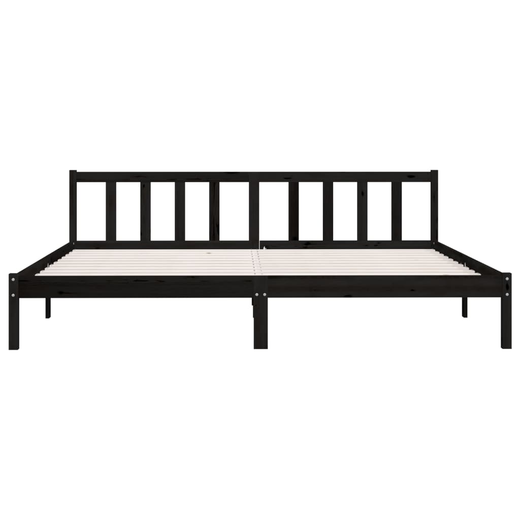 Bed Frame without Mattress Black Solid Wood Super King Size
