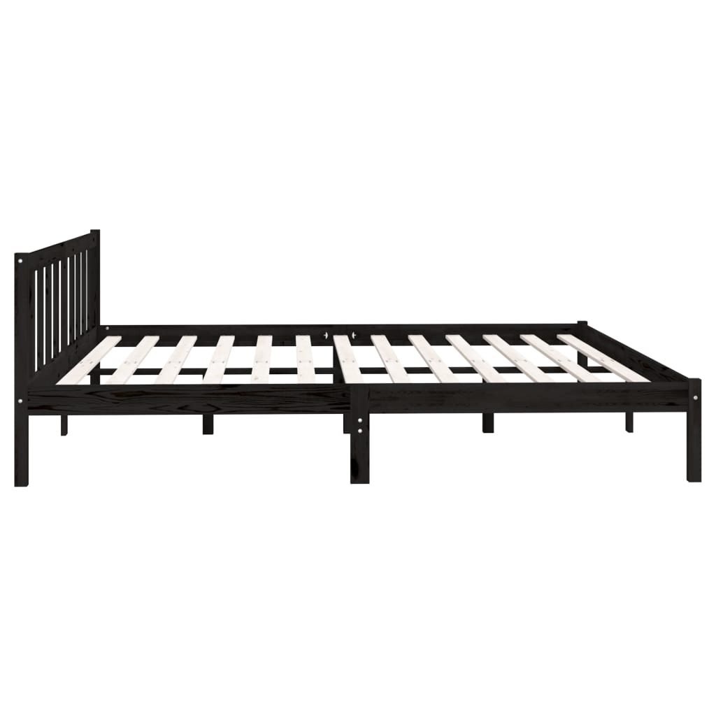 Bed Frame without Mattress Black Solid Wood Super King Size