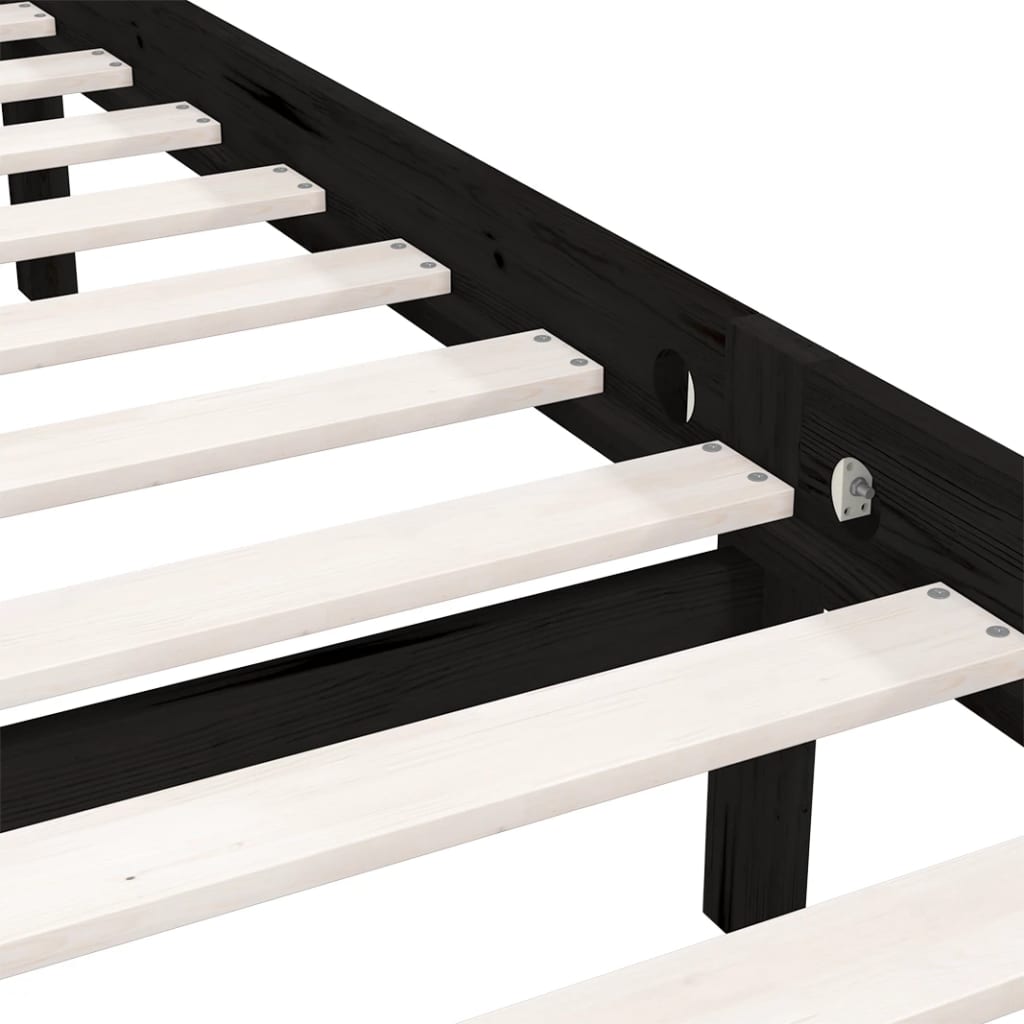 Bed Frame without Mattress Black Solid Wood Super King Size