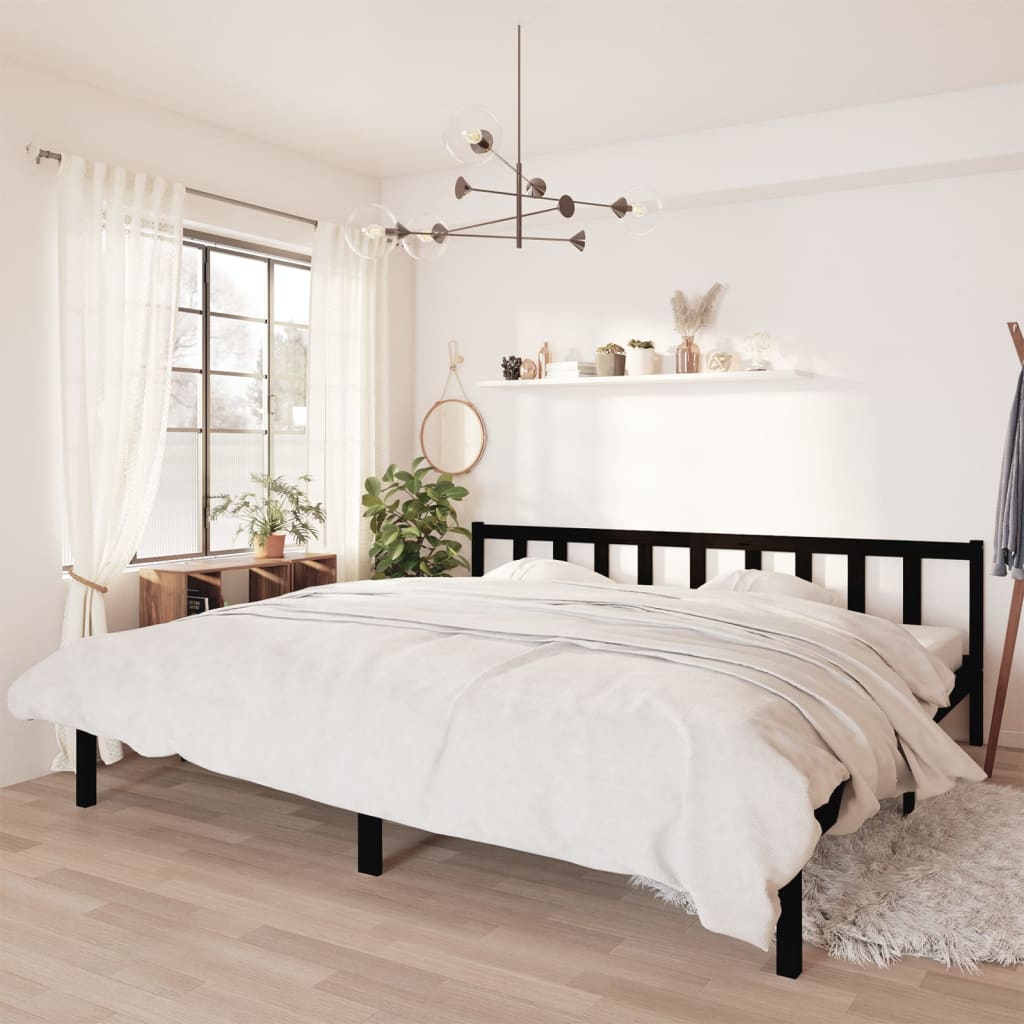 Bed Frame without Mattress Black Solid Wood Super King Size
