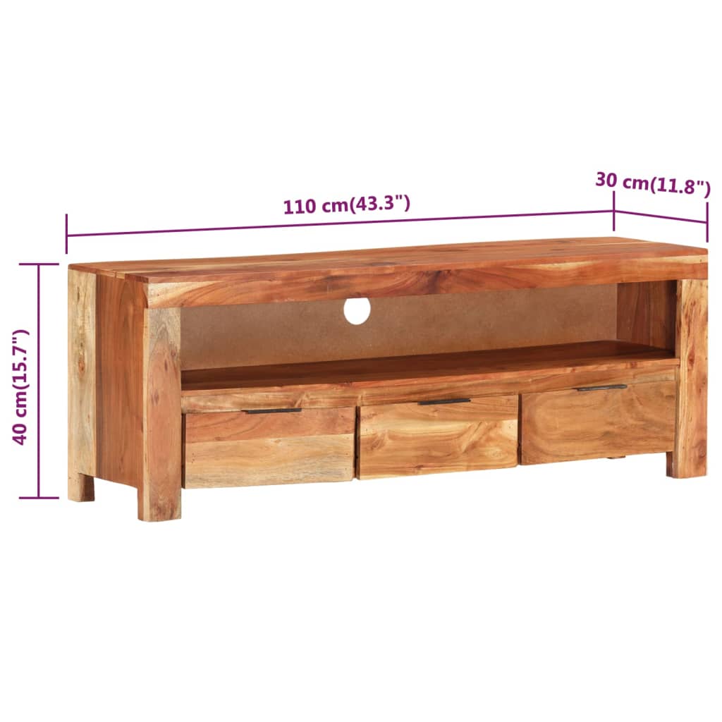 TV Cabinet 110x30x40 cm Solid Acacia Wood