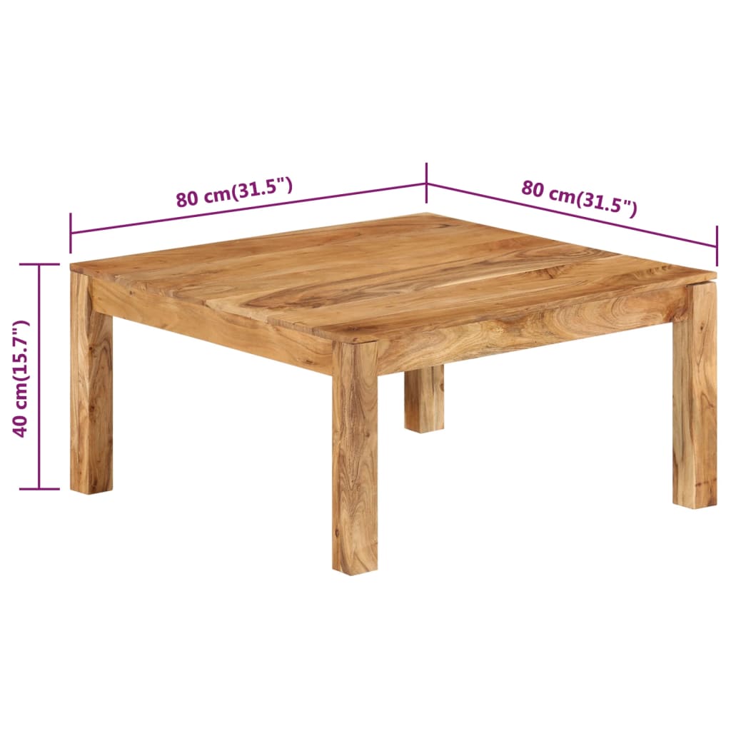Coffee Table 80x80x40 cm Solid Acacia Wood