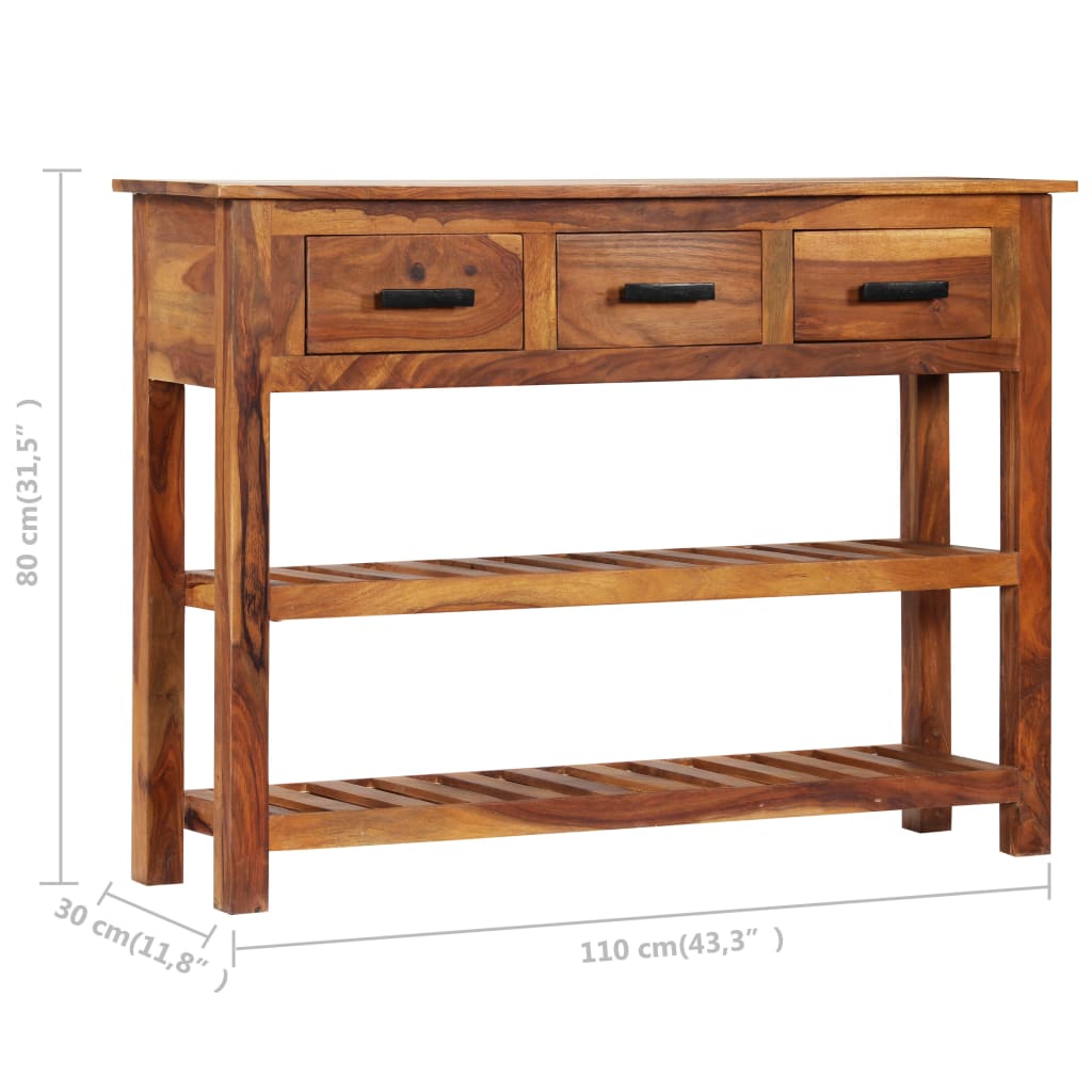 Sideboard with 3 Drawers 110x30x80 cm Solid Acacia Wood