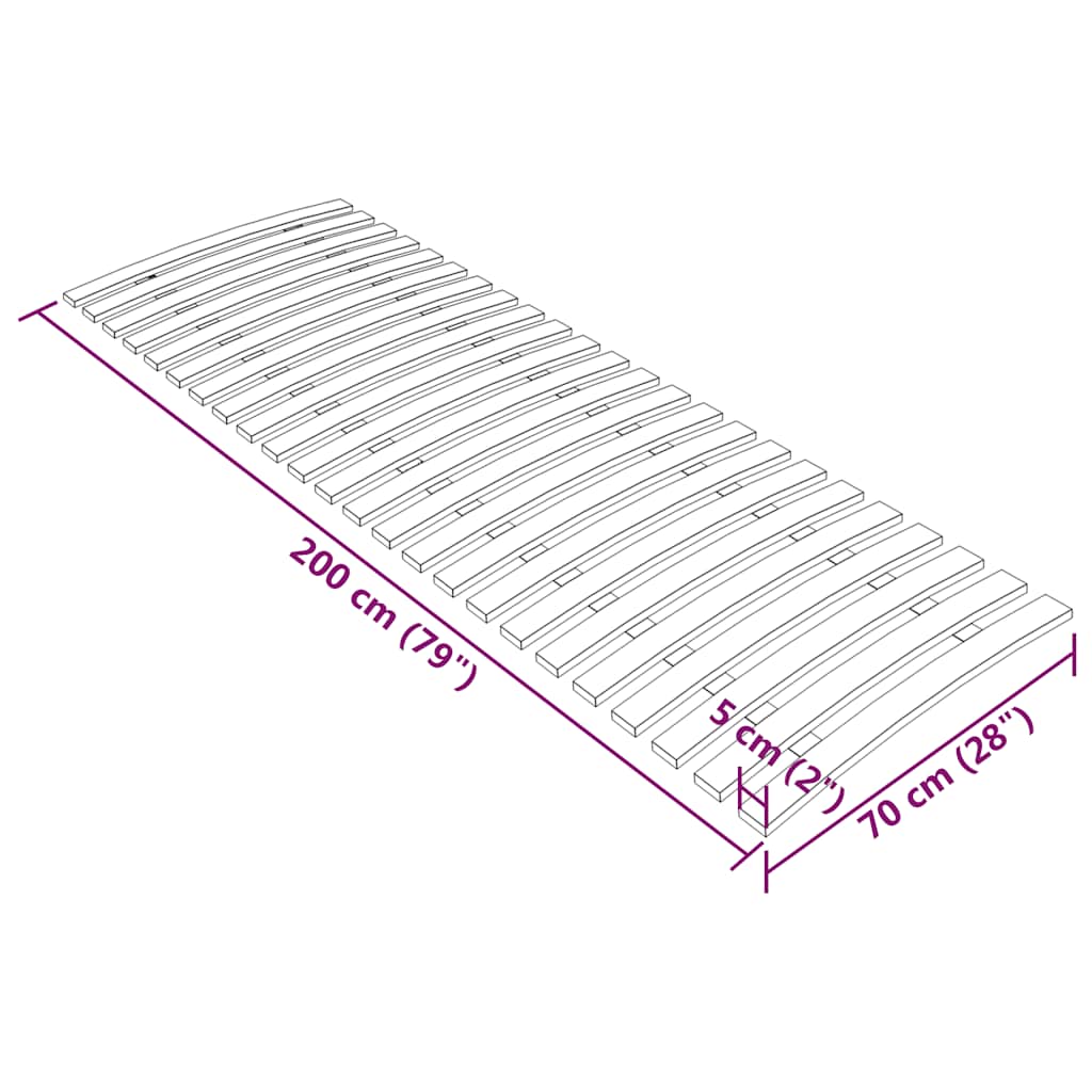 Slatted Bed Base with 24 Slats 70x200 cm