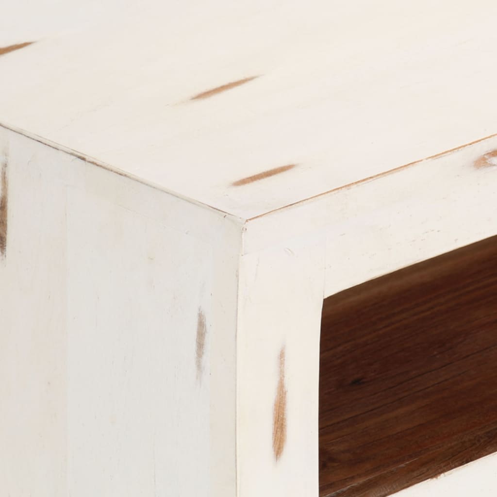TV Cabinet Solid Wood Acacia 110x30x40 cm White