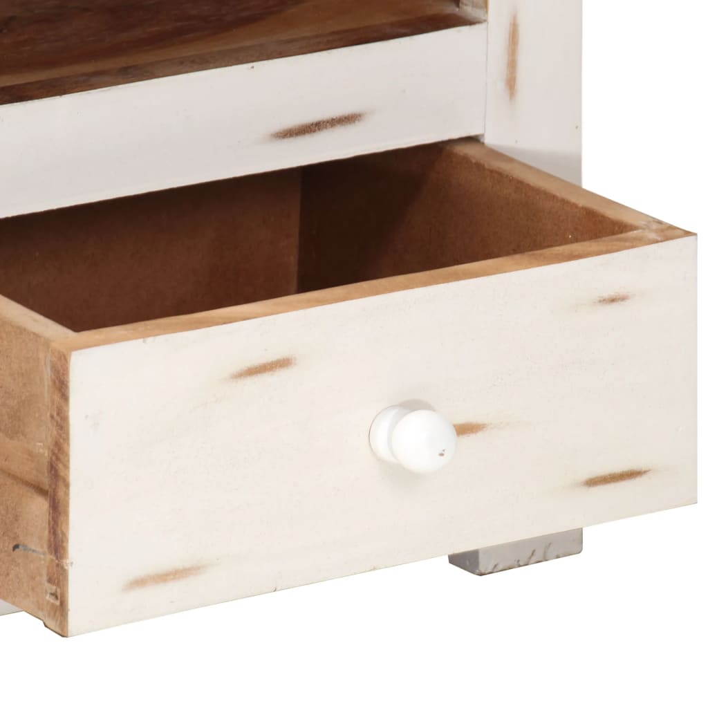 TV Cabinet Solid Wood Acacia 110x30x40 cm White