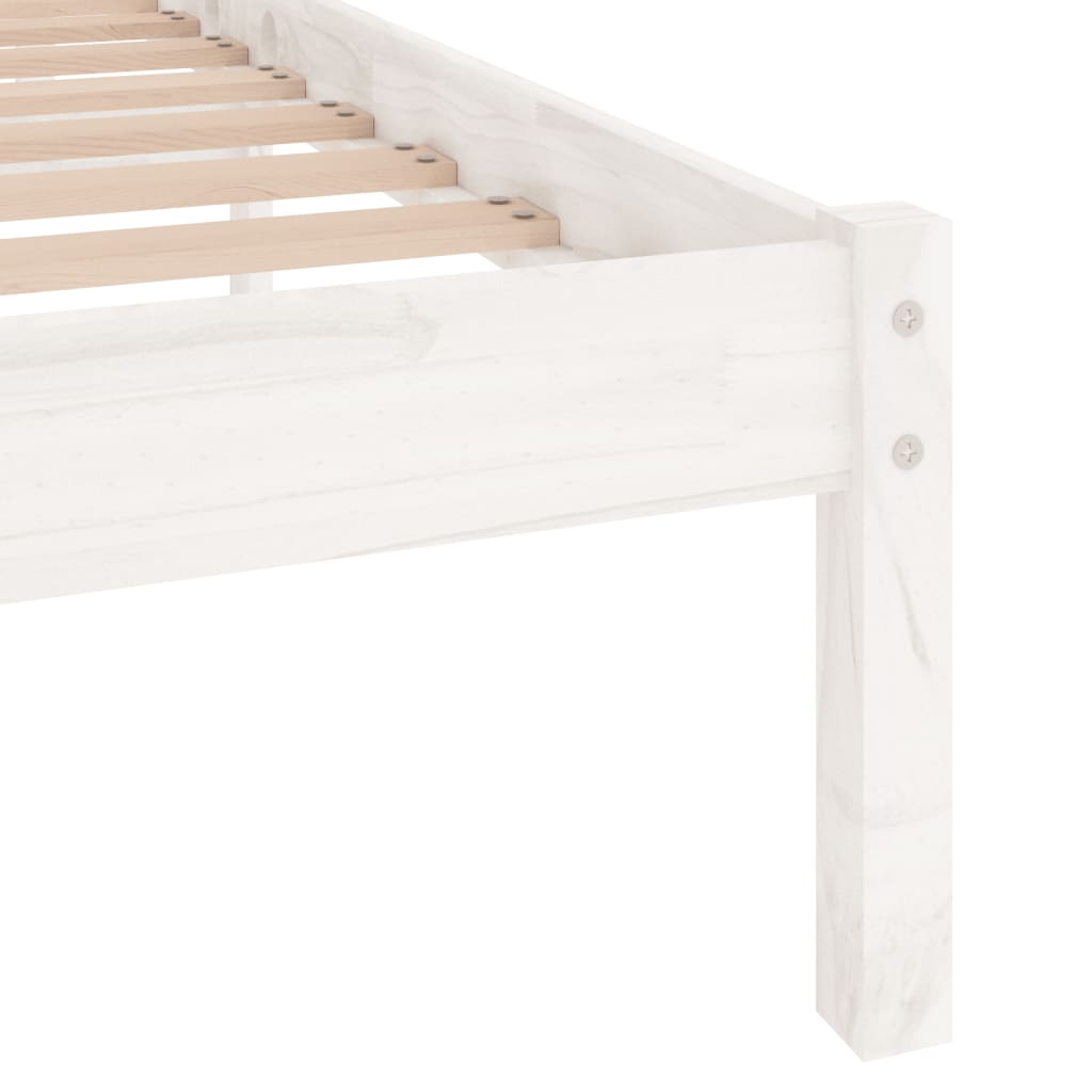 Bed Frame without Mattress White Solid Wood Small Double