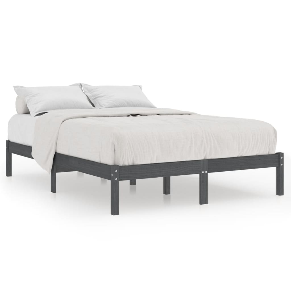 810019 vidaXL Bed Frame without Mattress Grey Solid Wood 140x200 cm