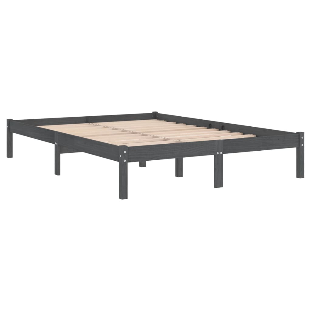 810019 vidaXL Bed Frame without Mattress Grey Solid Wood 140x200 cm