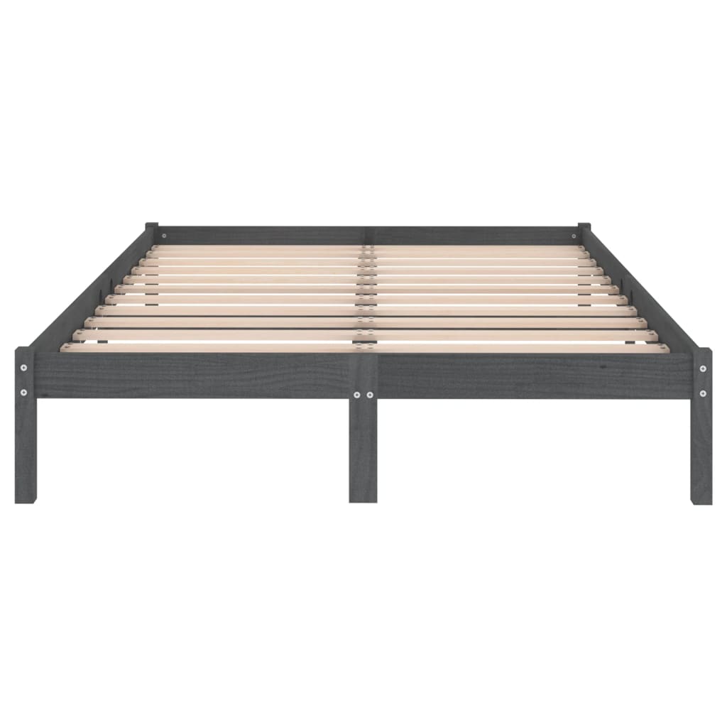 810019 vidaXL Bed Frame without Mattress Grey Solid Wood 140x200 cm